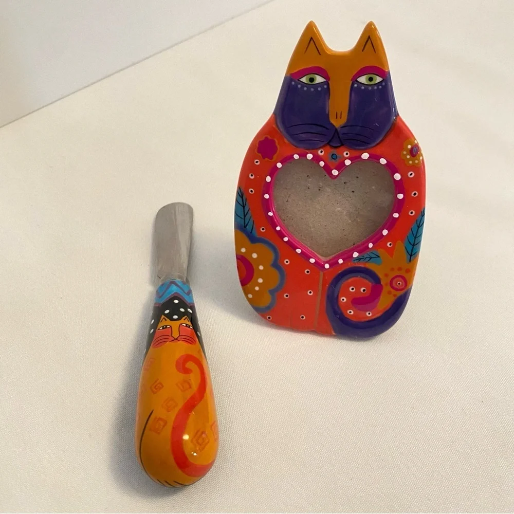 The Laurel Burch Collection By Ganz Cat Frame & Food Cheese Spreader Vintage